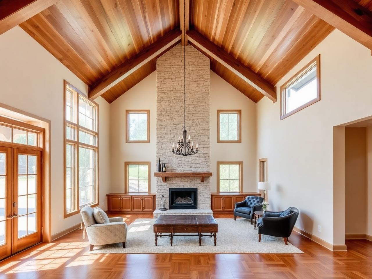 Vaulted great room interior of a Peachtree Homes custom build